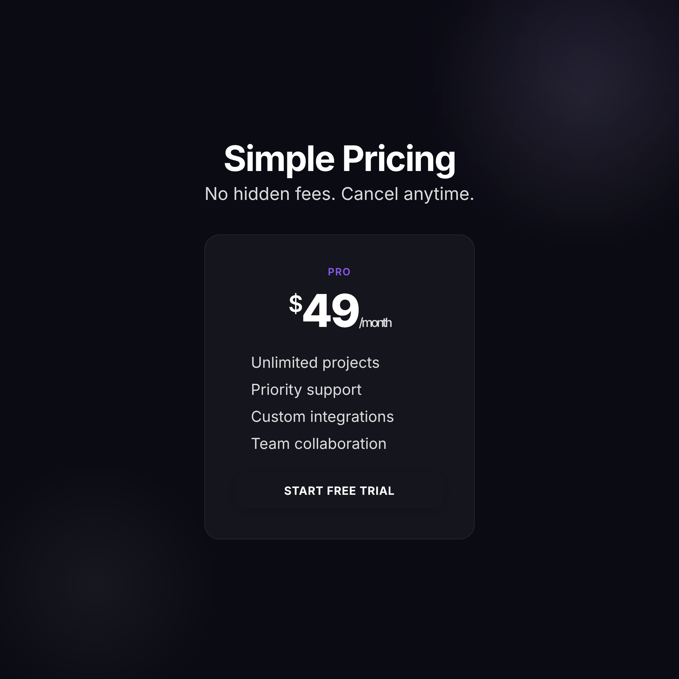 Pricing Card